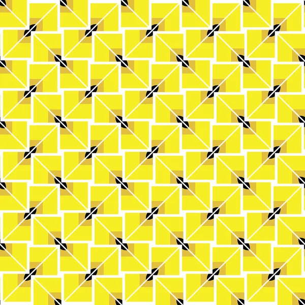 幾何学的形状を持つベクトルシームレスなパターンテクスチャの背景 黄色で着色 黒と白の色 — ストックベクタ