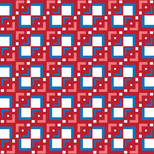 Векторный Бесшовный Текстурный Фон Геометрическими Фигурами Окрашенный Красный Синий Белый — стоковый вектор