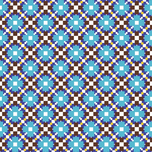 Vector Seamless Pattern Texture Background Geometric Shapes Colored Blue Brown — Stock Vector