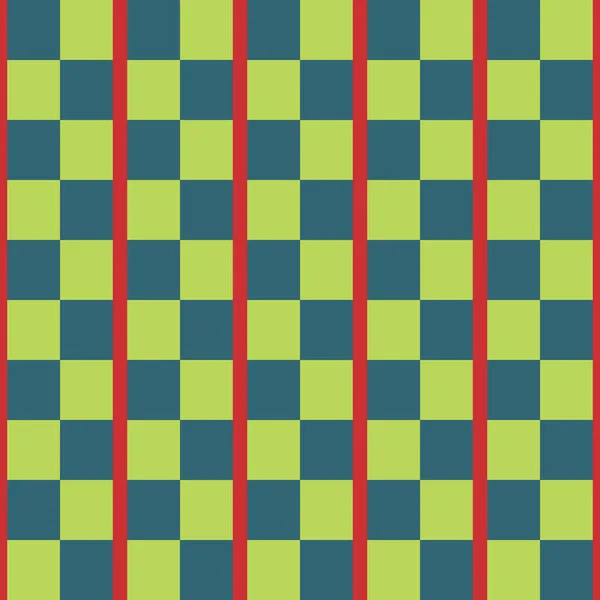 幾何学的形状を持つベクトルシームレスなパターンテクスチャの背景 緑で着色 青と赤の色 — ストックベクタ