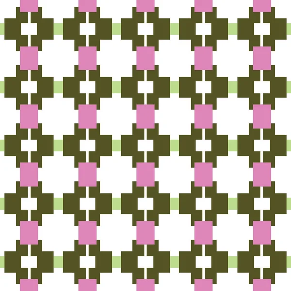 幾何学的形状を持つベクトルシームレスパターンテクスチャの背景 緑で着色 ピンクと白の色 — ストックベクタ