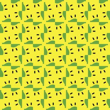 Geometrik şekilli, sarı, yeşil ve siyah renkli vektörsüz desen arkaplanı.