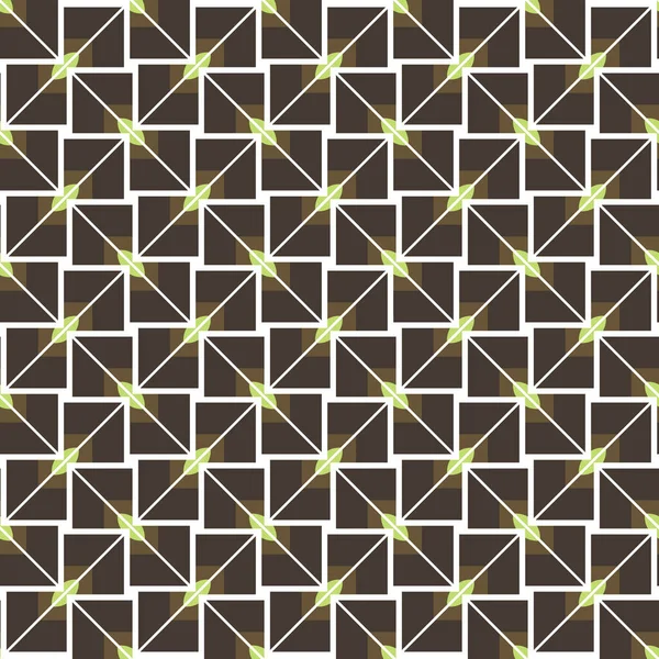幾何学的形状を持つベクトルシームレスパターンテクスチャ背景 茶色で着色 緑と白の色 — ストックベクタ