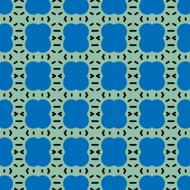 Geometrik şekilli, mavi, yeşil ve beyaz renkli vektörsüz desen arkaplanı.