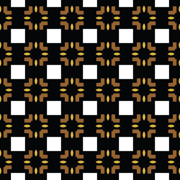 幾何学的形状を持つベクトルシームレスパターンテクスチャの背景 黒で着色 黄色と白の色 — ストックベクタ