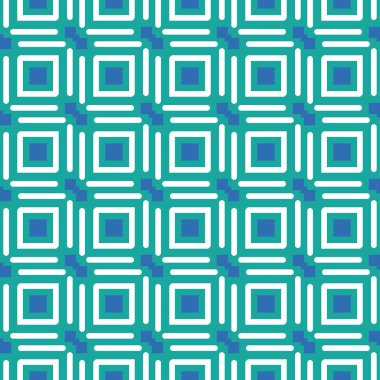 Geometrik şekilli, mavi ve beyaz renklerle renklendirilmiş vektörsüz desen arkaplanı.