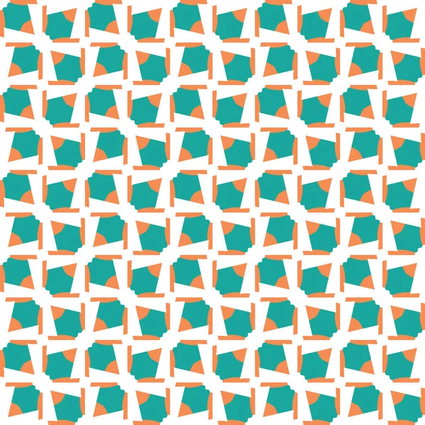 幾何学的形状を持つベクトルシームレスパターンテクスチャの背景 青で着色 オレンジと白の色 — ストックベクタ