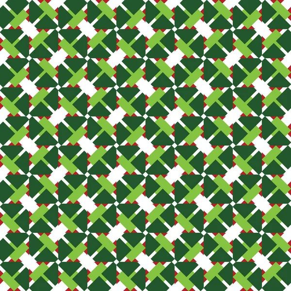 Geometrik Şekilli Yeşil Kırmızı Beyaz Renkli Vektörsüz Desen Arkaplanı — Stok Vektör