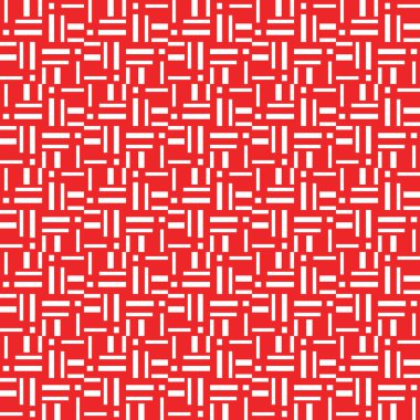 Geometrik şekilli, kırmızı ve beyaz renklerde renklendirilmiş vektörsüz desen arkaplanı.
