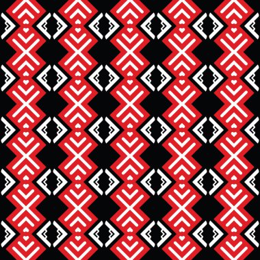 Geometrik şekilli, siyah, kırmızı ve beyaz renklerde vektörsüz desen arkaplanı.