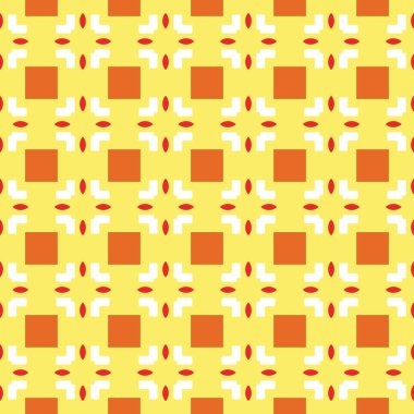 Geometrik şekilli, sarı, turuncu ve beyaz renklerde vektörsüz desen arkaplanı.