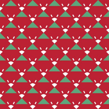 Geometrik şekilli, kırmızı, yeşil ve beyaz renkli vektörsüz desen arkaplanı.
