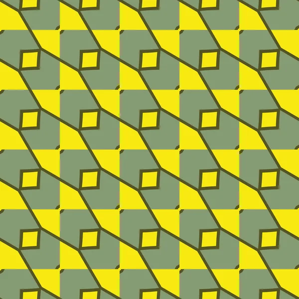 幾何学的形状を持つベクトルシームレスパターンテクスチャの背景 緑と黄色の色で着色 — ストックベクタ