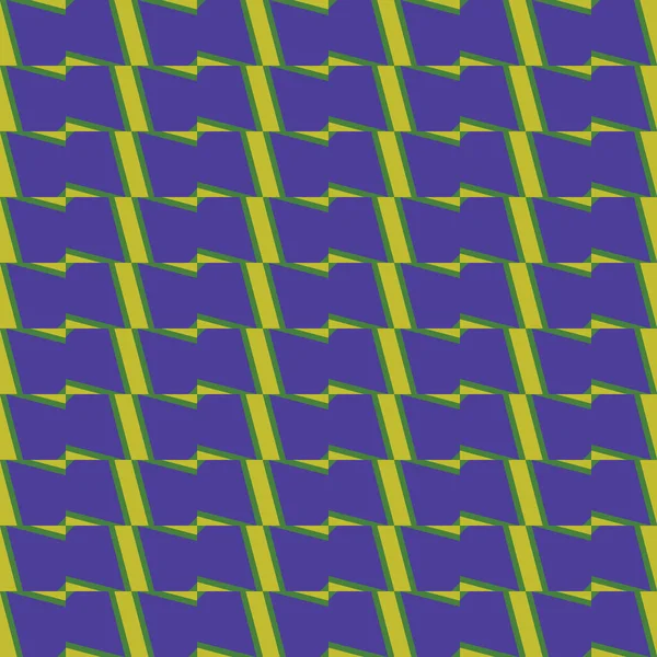 幾何学的形状を持つベクトルシームレスなパターンテクスチャの背景 青で着色 緑と黄色の色 — ストックベクタ