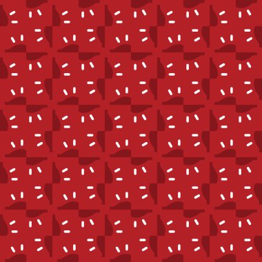 Geometrik şekilli, kırmızı ve beyaz renklerde renklendirilmiş vektörsüz desen arkaplanı.