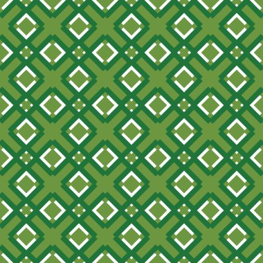 Geometrik şekilli, yeşil ve beyaz renklerle renklendirilmiş vektörsüz desen arkaplanı.