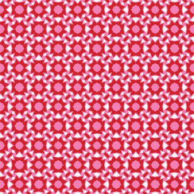Geometrik şekilli, kırmızı, pembe ve beyaz renklerde vektörsüz desen arkaplanı.