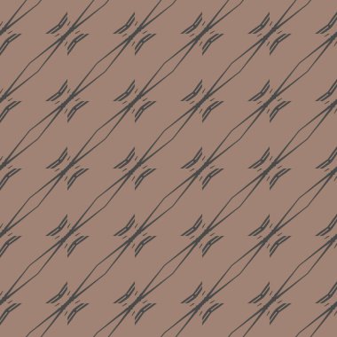 Geometrik şekilli, kahverengi ve koyu gri renkli vektörsüz desen arkaplanı.