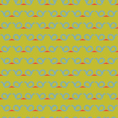 Geometrik şekilli, yeşil, mavi ve kırmızı renklerle renklendirilmiş vektörsüz desen arkaplanı.