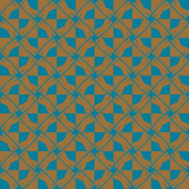 Geometrik şekilli, kahverengi ve mavi renkli vektörsüz desen arkaplanı.