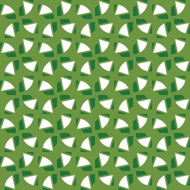 Geometrik şekilli, yeşil ve beyaz renklerle renklendirilmiş vektörsüz desen arkaplanı.