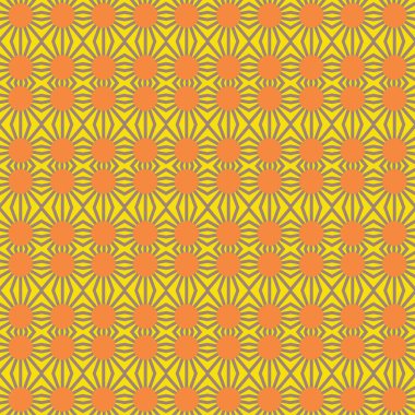 Geometrik şekilli, sarı, kahverengi ve turuncu renkli vektörsüz desen arkaplanı.