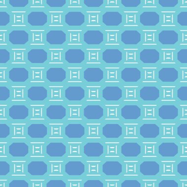 Geometrik şekilli, mavi ve beyaz renklerle renklendirilmiş vektörsüz desen arkaplanı.