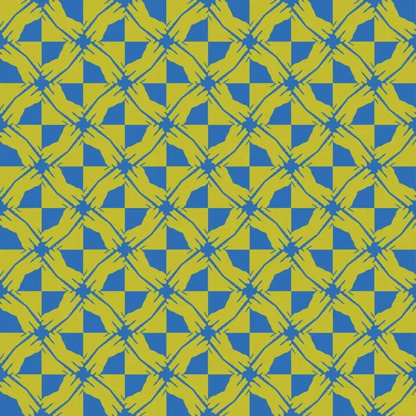 幾何学的形状を持つベクトルシームレスパターンテクスチャ背景 緑と青の色で着色 — ストックベクタ
