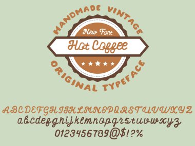 Sıcak kahve Font.Enjoy Kahve kahve renklerde yürütülen yeni bir el yapımı yazı tipi ile.