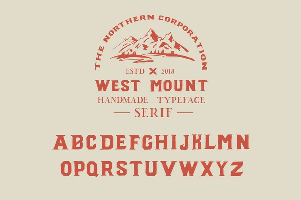Batı Monte Edin Kuzey Özgün Yapımı Yazı Serif Yazı Tipi — Stok Vektör