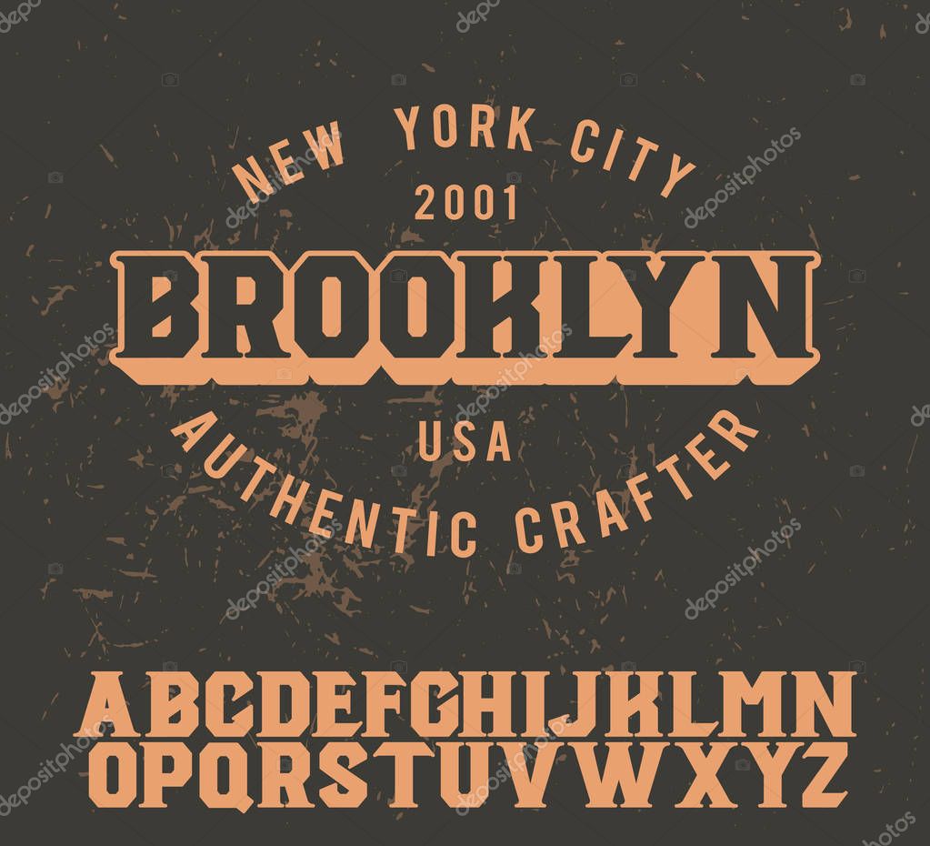 Brooklyn. Original serif font. Classic print. Retro badge. Vintage American style