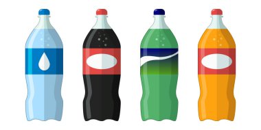 Düz simge. Soda ile Şişe. 