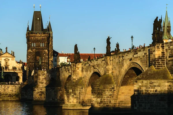 Karlsbron Solnedgången — Stockfoto