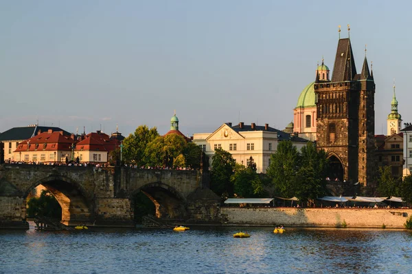 Karlův Most Staré Město Praze Při Západu Slunce — Stock fotografie