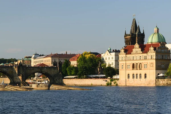 Puente Carlos Ciudad Vieja Praga Atardecer —  Fotos de Stock