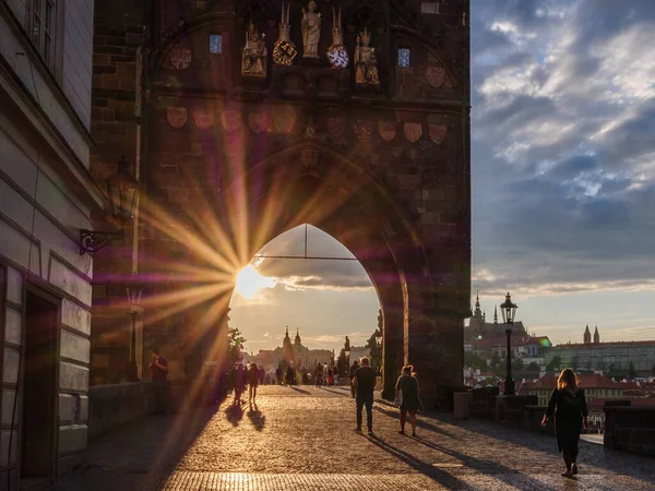 Oude Stadstoren Van Charle Bridge Praag — Stockfoto