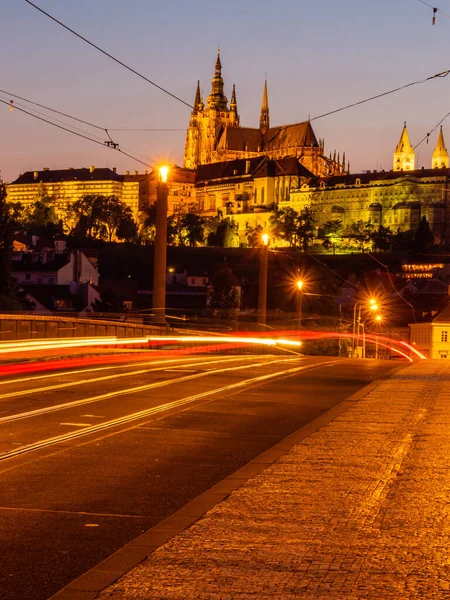 Lichte Proeven Manes Brug Buurt Van Praag Kasteel — Stockfoto