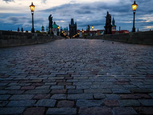 Erstes Licht Auf Der Karlsbrücke Prag — Stockfoto