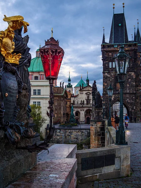 Detalhes Ponte Charles Cidade Velha Praga — Fotografia de Stock