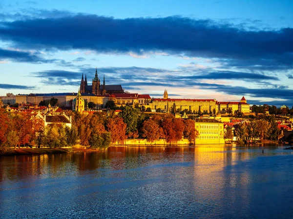 View Prague Castle Kampa Island Morning Light Autumn Morning — Stock Photo, Image
