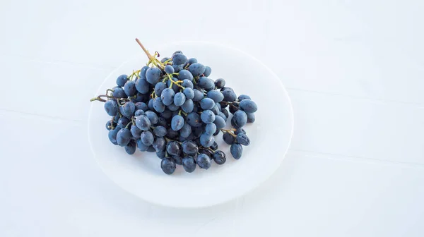 Cosecha Fresca Uvas Azules Bayas Jugosas Cosecha Otoñal —  Fotos de Stock
