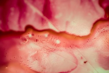 Mermileri doldurmak için dökülmüş mürekkep. Pembe arka plan. Pembe soyutlama.