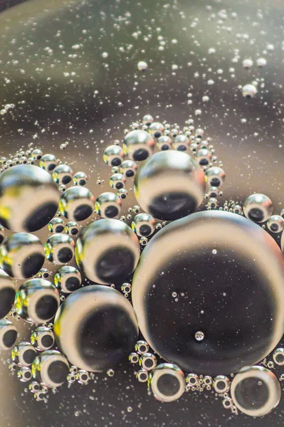 Piccole Bolle Olio Vegetale Primo Piano Dell Acqua — Foto Stock