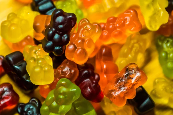 Många Söta Och Läckra Gummy Björnar Närbild — Stockfoto