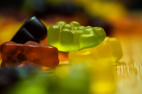 Många Söta Och Läckra Gummy Björnar Närbild — Stockfoto