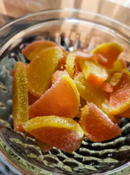 Fruit Jelly Shape Orange Lemon Close — Stock Photo, Image