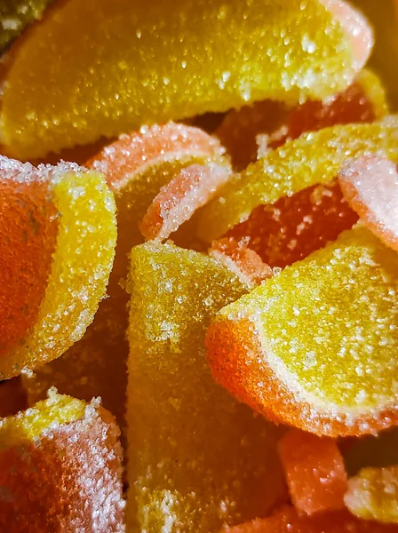 Fruktgelé Form Apelsin Och Citron Närbild — Stockfoto