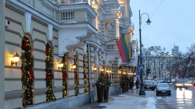 Vilnius eski kasaba görünümünde Vrublevskio caddesine kış saati, Litvanya, tarafından Jaf