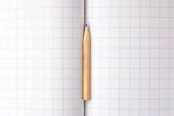 Σύντομη Μολύβι Ένα Τετράγωνο Χαρτί Copybook — Φωτογραφία Αρχείου