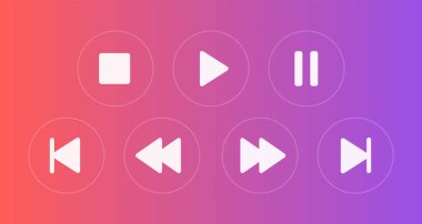 Düğmeleri için oyuncu oynamak, durdurmak, duraklatmak, Hızlı ileri karınca vs. Menekşe arka plan üzerinde vektör çizim.